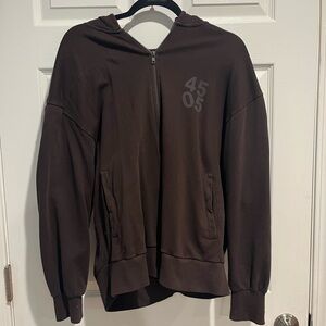 Asos Brown Zip Up Hoodie Number Logo